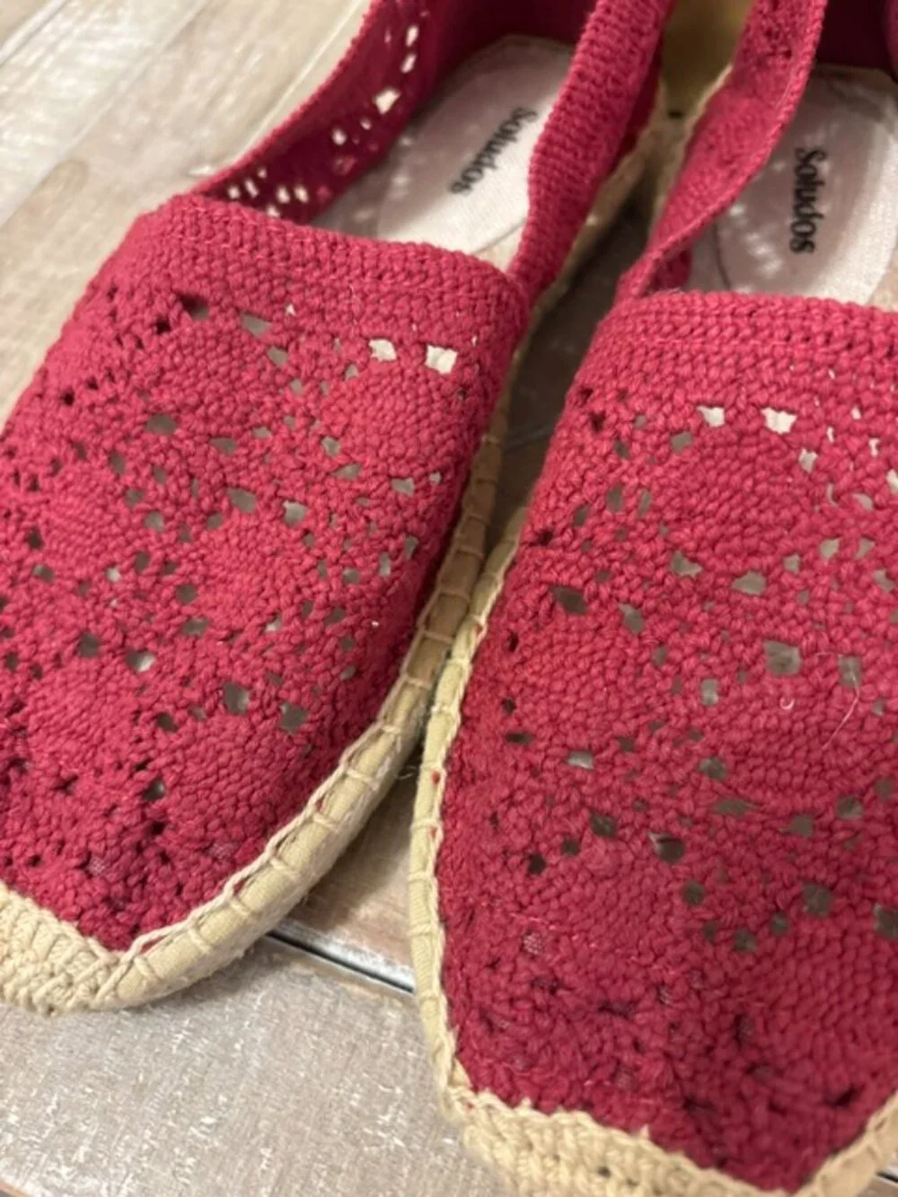 NWOT Soludos Original Crochet Espadrilles Reef Red Sizes 7, 8, 9, 10